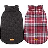 Kuoser Waterproof Dog Coat, Reversible Dog Jacket for Medium Dogs, Adjustable Durable Doggie Winter Coat Warm Puppy Cold Weather Apparel from Small to Large Breed, Red M