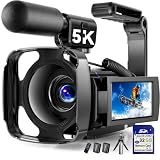 5K Video Camera Camcorder, UHD 64MP Vlogging Camera for YouTube with 3" 270° Rotatable Touch Screen, Digital Camera with IR Night Vision, 16X Zoom/WiFi/Webcam/HD/32GB Card/2 Batteries/Microphone