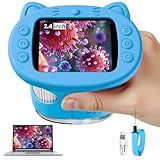 Vorth Microscope for Kids, 2.4 Inch Digital Microscope with 1000X Magnification, Handheld Camera Mini Pocket Magnifying Glass, Educational Birthday Gifts Toys for Ages 3+, Blue