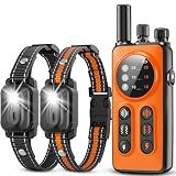 Dog Shock Collar 2 Dogs, 3300ft Dog Training Collar with Remote, Real-time Dual-Channel Remote with 3 Training Modes, Beep, Vibration, Safety Shock, Light, Fits 8-120 lbs All Breeds Sizes - Orange