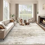 Washable Rug 8x10 Area Rugs for Living Room: Large Neutral Soft Rug Abstract Non Slip Low Pile Modern Carpet for Bedroom Kitchen Nursery Office Dining Room Indoor (Beige, 8'x10')