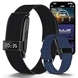AMZAIZO Fitness Trackers Smart Wristband with Hidden Screen(Wrist-Raise Screen Activation) Activity & Sleep Tracker with Heart Rate/HRV/Blood Oxygen, Vibration Alerts, Free APP Black (Universal Size)