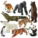 Zippytots 9 PCS Zoo Animal Toys for Kids 3-5 Realistic Plastic Wild Animal Figurine Toys Educational Learning Toy for Kids Boys Girls Toddlers