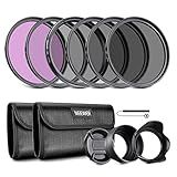 NEEWER 52mm ND Lens Filter Kit: UV, CPL, FLD, ND2, ND4, ND8, Lens Hood and Lens Cap Compatible with Canon Nikon Sony Panasonic DSLR Cameras with 52mm Lens