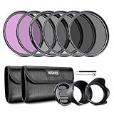 NEEWER 52mm ND Lens Filter Kit: UV, CPL, FLD, ND2, ND4, ND8, Hood and Cap
