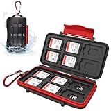 Kiorafoto Professional IPX5 Water-Resistant Anti-Shock Holder Storage SD SDHC SDXC TF MSD Memory Card Case Protector with Carabiner for 12 SD Cards & 12 Micro SD Cards