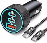 67W 3-Port Super Fast Type C Car Charger USB C for Samsung Galaxy S26 S25 S24 S23 S22 Ultra, iPhone 17/Air/16/15 Pro Max, Android, PD/QC Car Phone Adapter Accessories for Men Women + 3FT USB-C Cable