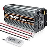 5000 watt Power Inverter DC 12V to AC 110V/120V Converter,10000w Peak.Comes with LCD Display,Wireless Controller, 4AC outlets,1USB.RV Inverter,Suitable for Camping,and Off-Grid Solar Inverter Systems