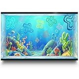 LYYAB Aquarium Background Stickers for 5-12 Gallon Tanks, Cartoon Underwater Self-Adhesive Fish Tank Reptile Terrarium Decor Poster (24 x 12inches / (61 x 31 cm))