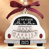 Pawzity Wedding Gifts - Mr and Mrs Gifts - Wedding Gift for Couples 2025, Bride, Future Mr and Mrs - Bridal Shower Bride Gift for Married Newlywed - Wood First Christmas Married Ornament 2025