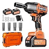 Cordless Impact Wrench, 900Ft-lbs (1200N.m) 1/2" Brushless Impact Gun, 21V High Torque Power Impact Driver, 2x4.0Ah Batteries Electric Impact Motor Variable Speeds for Family Car/Pickup Truck/Mower