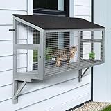 beeNbkks Cat Catio, Window Box Enclosure for Indoor Cats, Wooden Window Perch House, Expandable for Multi Kittens, Secure Comfortable Outdoor Haven for Pets, All Weather Use, Nature Friendly Design