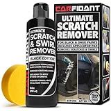 Carfidant Black Scratch and Swirl Remover - Car Paint Scratch Repair & Polishing Compound Kit with Buffer Pad - Restores Gloss & Removes Swirls, Oxidation & Light Scratches - 8.4 fl oz