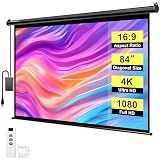 VIVOHOME 84 Inch 16:9 Motorized Projector Screen, Black