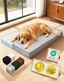 OhGeni Orthopedic Large Dog Bed, Reversible Memory Foam, 41 inch-XL(Gray)