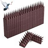 Bird Spikes, 20 Pack Pigeon Squirrel Raccoon Cat Deterrent Spike Outside Anti Robin Defender Outdoor to Keep Birds Away Roof Fence Window Nest 18.7 Feet(5.7m), Brown