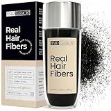 Hair Illusion Black Real Hair Fibers for Thinning Hair - 100% Natural Texture, Non Synthetic Hair Fibers - Bald Spot Cover Up for Women & Men - 38 Gram