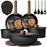 CAROTE 19pcs Pots and Pans Non Stick, Cookware Sets Detachable Handle, Induction Kitchen Pots and Pans,NonStick Cooking Set, Oven/Dishwasher/Fridge Safe, Space Saving