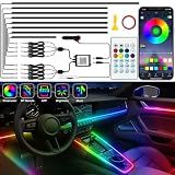 Jushope Interior Car LED Strip Lights, Acrylic LED Lights for Car with Dynamic Dreamcolor Chasing, Ambient Lighting Kits Music Sync Wireless APP and RF Remote Control (8 in 1)