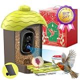 Smart Bird Feeder with Camera Outdoor: 2K Wild Bird Watching Video Cam - Unique Gifts for Nature Lover - Birds House Window at Garden IP66 Solar Charged & Squirrel-Proof Alarm