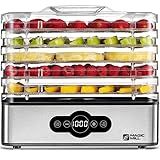Magic Mill Food Dehydrator Machine | 5 Stackable Stainless Steel Trays, 48H Digital Adjustable Timer & Temperature Control Upto 167° Electric Dryer & Preserver for Jerky, Fruit, Dog Treats & Much More