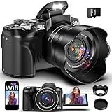 5K Digital Camera - 80MP WiFi Cameras for Photography - Fast Autofocus Vlogging Camera for YouTube - UHD Video Camara for Beginner Travel with 3" 270° Flip Screen, 18X Zoom, Memory Card, Lens Hood