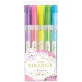 Zebra Glitter Highlighter, Kirarich, 5 Color Set (4901681512102)