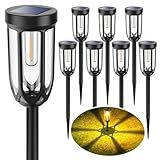 Barleit Solar Lights Outdoor 8 Pack, Solar Pathway Lights, Solar Lights Outdoor Waterproof IP65, Bright Auto On/Off Garden Lights, Solar Landscape Lights for Driveway Walkway Lawn Yard (Warm White)