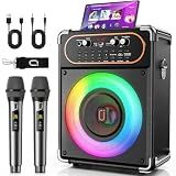Karaoke Machine with 2 Zero Delay Mics for Adults, Karaoke Set for Parties