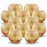 Volens Round Gold Votive Candle Holders, Mercury Glass Votives Set of 12