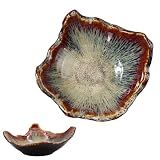 WBXZIXN 8" Ceramic Decorative Bowl，Irregular Rim Reactive Glaze Key Bowl For Entryway Table，Handcrafted Purse Catch All Bowls，Japanese Style Fruit Bowls For Tabletop or Home Decor