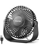 Gaiatop USB Desk Fan, 3 Speeds Strong Airflow, 5.5 Inch Portable 90° Rotate Quiet Cooling, Small Personal Table Fans for Bedroom Home Office Travel Black