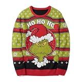 Fifth Sun Dr. Seuss The Grinch Ho Ho Ho Ugly Christmas Sweater Men's Standard Fit Holiday Pullover Sweatshirt Multi-color