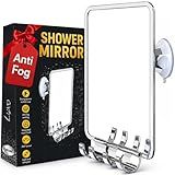 Luxo Shower Mirror, Shower Mirror fogless for Shaving with a Removable Razor Holder - Shaving Mirror for Shower with a Powerful Suction Cup - Shatterproof fogless Mirror for Shower (Chrome)