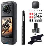 Insta360 X5 Motorcycle Bundle-8K Waterproof 360 Action Camera with 1/1.28" 48MP Sensors, 8K 360 HDR Video, 72MP, 4K Single-Lens |Bundle Includes Motorcycle Bundle, Selfie Stick, Lens Cap (No Card)