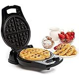 Moss & Stone Belgian Waffle Maker, Electric Flip Waffle Machine with Adjustable Temperature Control, Non-Stick Grids for Smooth Release, Compact 8-Inch Round Waffle Maker, Black