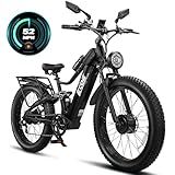 5000W Dual Motor Electric Bike for Adults 52MPH with 60V 32AH Battery, 26x4 Fat Tire All Terrain Ebikes, Full Suspension E Bike, SHM 7-Speed Gear Electric Bicycle(63v) (63V-3-1)