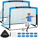 Kids Soccer Goals for Backyard Set - 2 Set of 4X3 ft Soccer Nets for Kids Age 3-14,Portable Pop Up Soccer Training Equipment Kit with Soccer Ball,Cones for Toddler Youth Outdoor