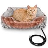 MARUNDA Heated Cats Bed for Indoor Use, Electric Heated Pets Heating for and Small Dogs, Washable Pets Bed with Automatic Heating Pad (23x20x7 Grey)