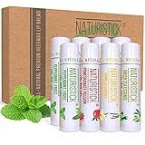 Naturistick Natural Beeswax Lip Balm 8-Pack | Assorted Flavors | Standard 0.15 oz Tubes