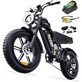 DTTZH F6 Peak 1500W Adult Electric Bike, Fast E Bikes for Adults Electric, 20" x 4" Fat Tire Ebike, 750W Motor Long Range Electric Mountain Bikes, 48V 15Ah UL 2849 Certified, 60 Miles Range (Black)