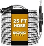 BIONIC STEEL 25 Ft Metal Garden Hose with Sprayer Nozzle
