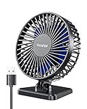 Gaiatop USB Desk Fan, Small But Powerful, Personal Portable Quiet 3 Speeds, Adjustable Mini Table Desktop fan for Cooling Home Office Car Summer Travel Gifts Blue