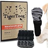 DOK TigerToes Premium Non-Slip Dog Socks for Hardwood Floors - Extra-Thick Grip that Works Even When Twisted - Prevents Licking, Slipping, and Great for Dog Paw Protection - Size Large