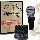DOK TigerToes Premium Non-Slip Dog Socks for Hardwood Floors - Extra-Thick Grip that Works Even When Twisted - Prevents Licking, Slipping, and Great for Dog Paw Protection - Size Large