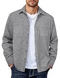 COOFANDY Mens Long Sleeve Shirt Jacket Casual Button Down Shirts Regular Fit Overshirt Light Gray