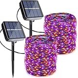 Joomer Orange Purple Halloween Solar String Lights,2 Pack Total 80FT 240LED