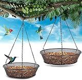 Bird Feeder, Hanging Bird Feeders for Outdoors Metal Mesh Birdfeeder Tray
