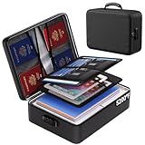 ENGPOW 5200°F Fireproof Document Bag with Lock, Upgraded Heat Insulated Fireproof Box 8 Layers File Organizer, Portable Home Travel Safe Storage for Important Documents,Passports,Laptop, Black(Soft)
