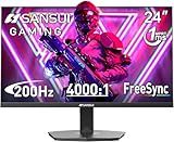 SANSUI 24 Inch Gaming Monitor 200Hz 1Ms FreeSync HDR 110% sRGB FHD 1080P Computer Monitor HDMI DP Ports Eye Care Frameless VESA Mount Cable Management (ES-G24F4L HDMI Cable Included)
